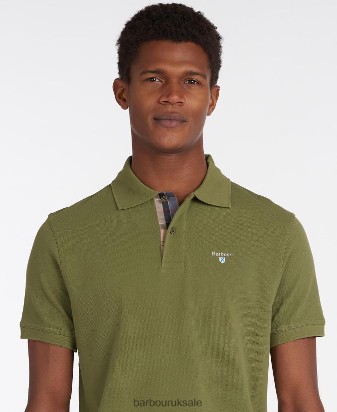 Tartan Pique Polo Shirt Barbour Men R08LB6577 Clothing Black/Stone