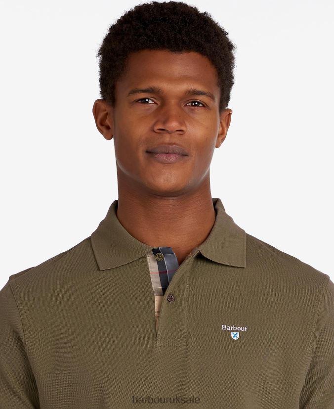 Tartan Pique Polo Shirt Barbour Men R08LB6581 Clothing Black/Modern