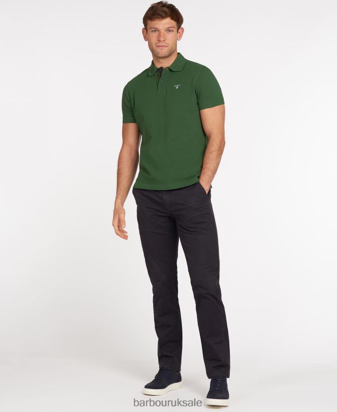 Tartan Pique Polo Shirt Barbour Men R08LB6582 Clothing Black/Modern