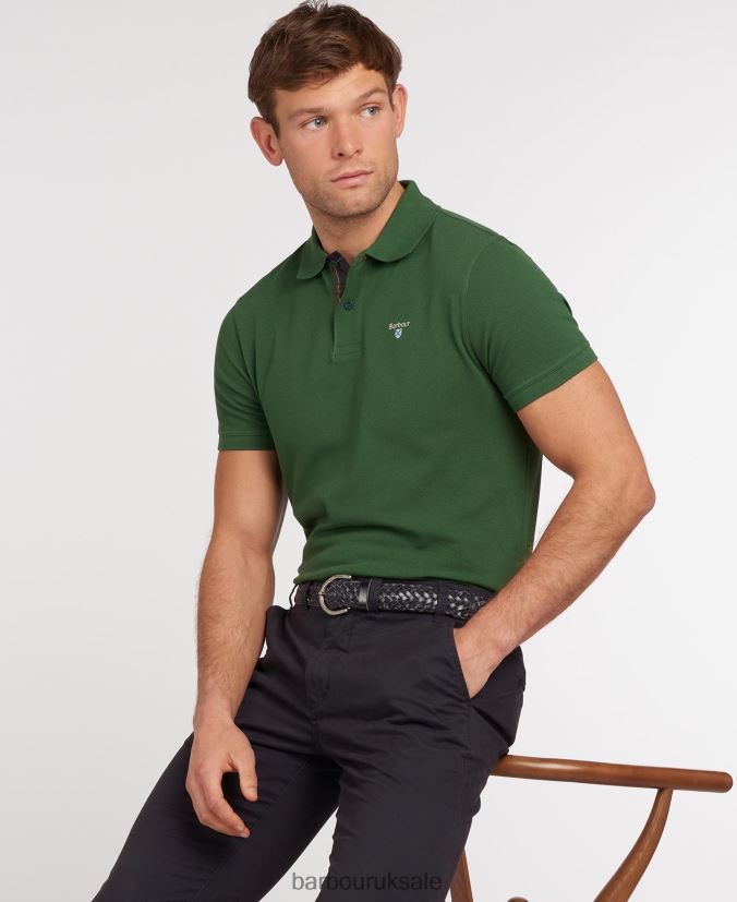 Tartan Pique Polo Shirt Barbour Men R08LB6582 Clothing Black/Modern