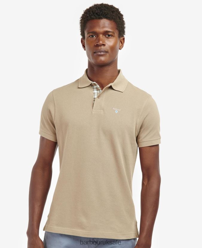 Tartan Pique Polo Shirt Barbour Men R08LB6600 Clothing Sky Marl/Dress