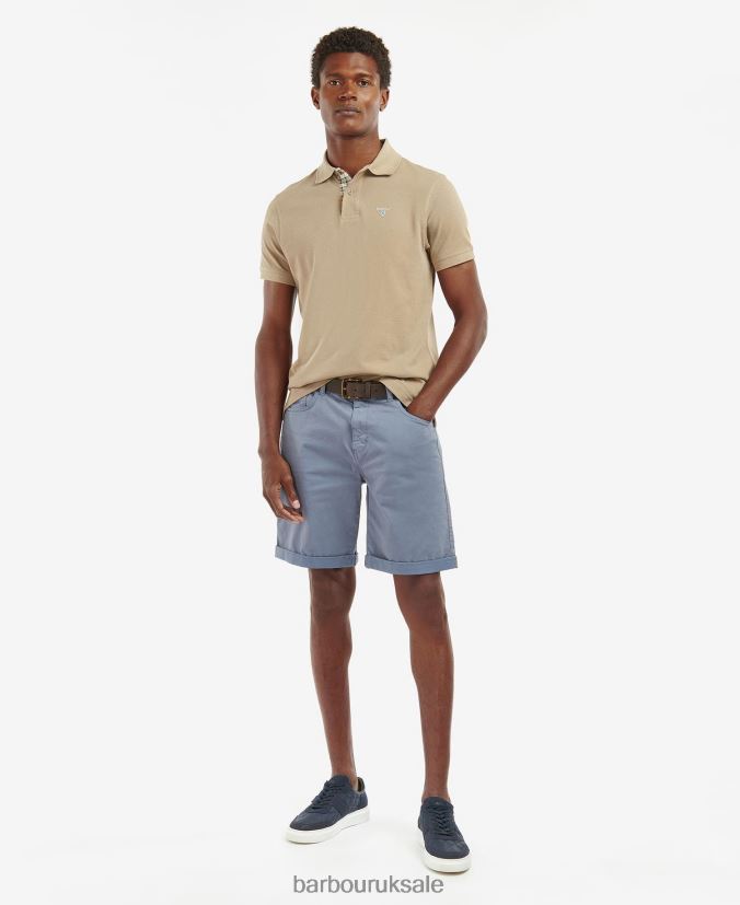 Tartan Pique Polo Shirt Barbour Men R08LB6600 Clothing Sky Marl/Dress