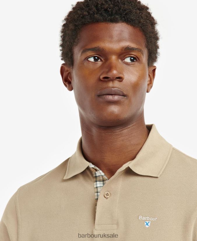 Tartan Pique Polo Shirt Barbour Men R08LB6600 Clothing Sky Marl/Dress
