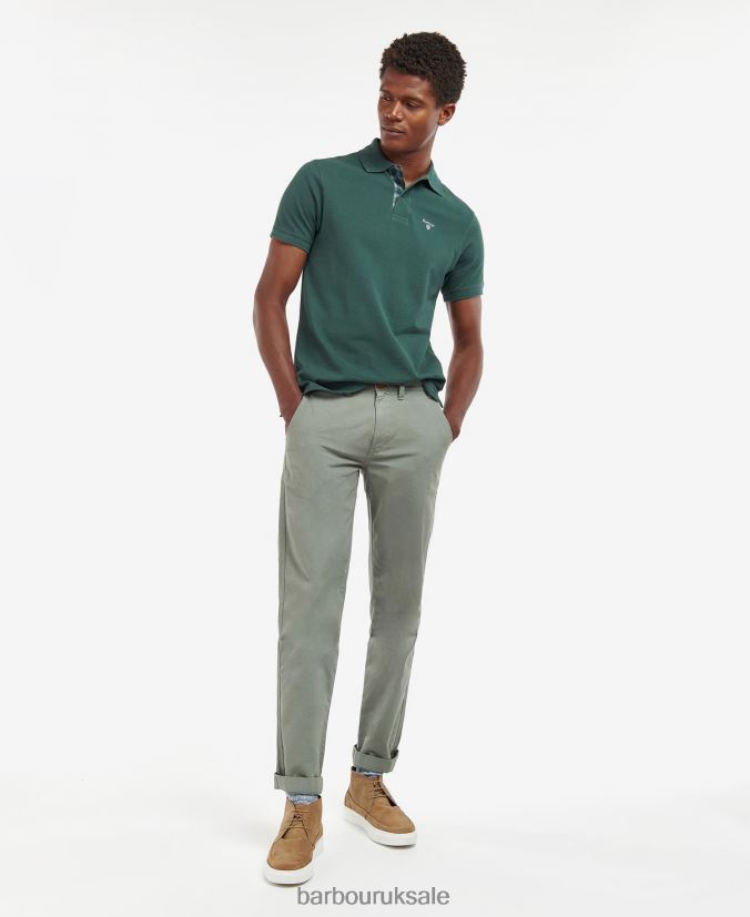 Tartan Pique Polo Shirt Barbour Men R08LB6613 Clothing Washed Stone