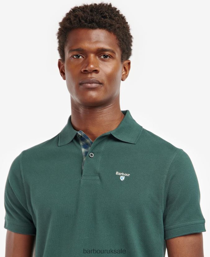 Tartan Pique Polo Shirt Barbour Men R08LB6613 Clothing Washed Stone