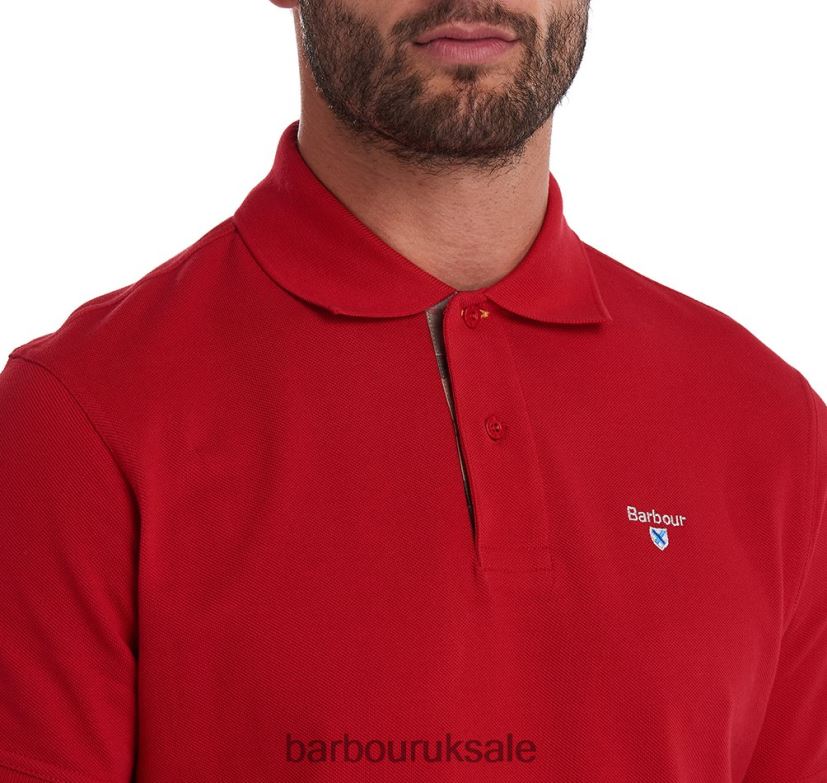 Tartan Pique Polo Shirt Barbour Men R08LB6734 Clothing White/Greystone