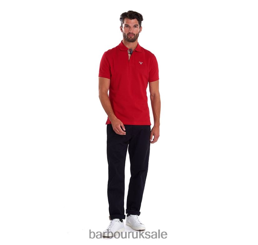 Tartan Pique Polo Shirt Barbour Men R08LB6734 Clothing White/Greystone