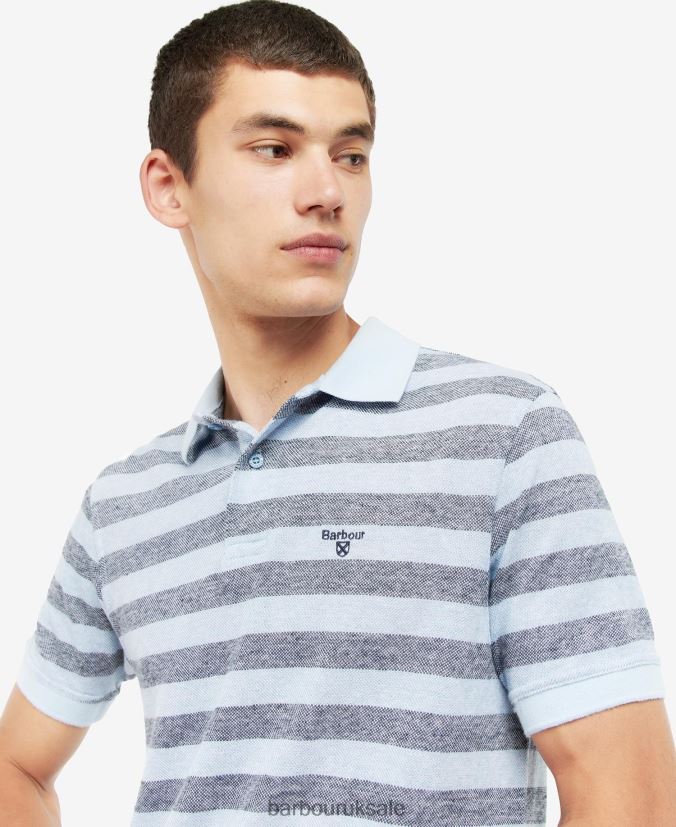 Thorley Striped Polo Shirt Barbour Men R08LB6716 Clothing Powder Blue
