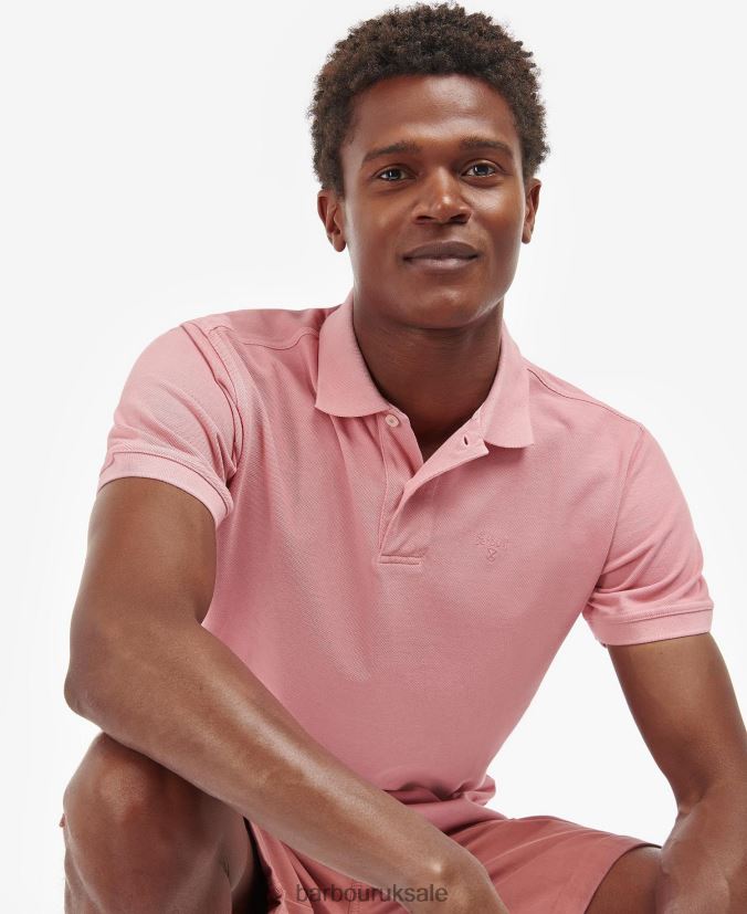 Wash Sports Polo Shirt Barbour Men R08LB6548 Clothing Pink Salt