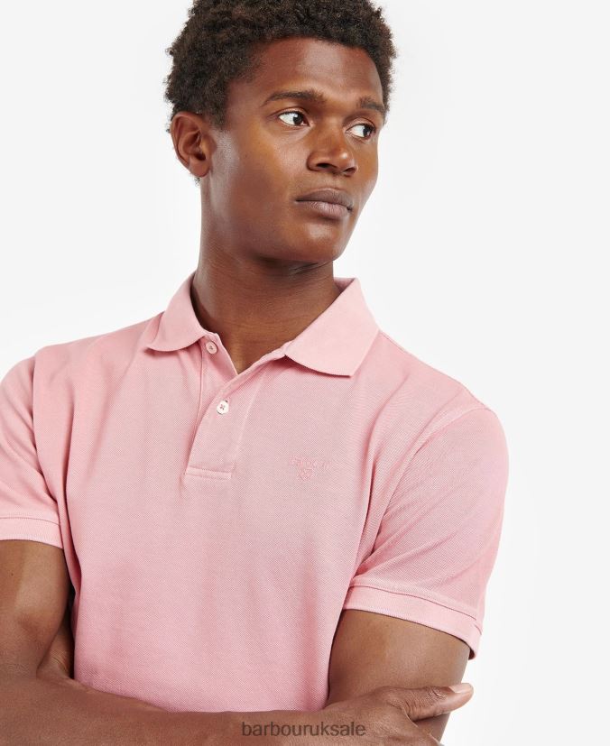 Wash Sports Polo Shirt Barbour Men R08LB6548 Clothing Pink Salt