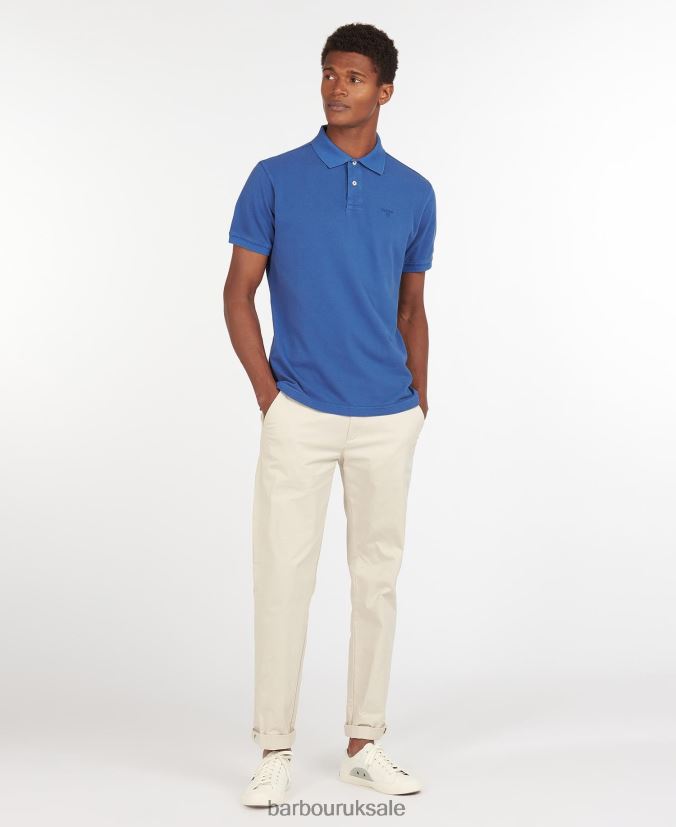 Washed Sports Polo Shirt Barbour Men R08LB6564 Clothing Sky