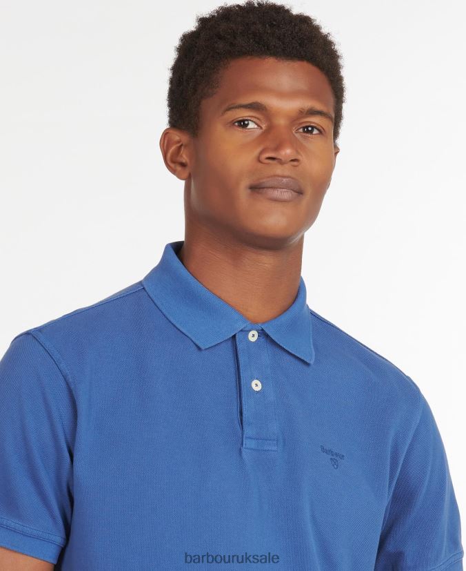 Washed Sports Polo Shirt Barbour Men R08LB6564 Clothing Sky