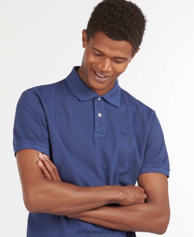 Washed Sports Polo Shirt Barbour Men R08LB6589 Clothing Sky