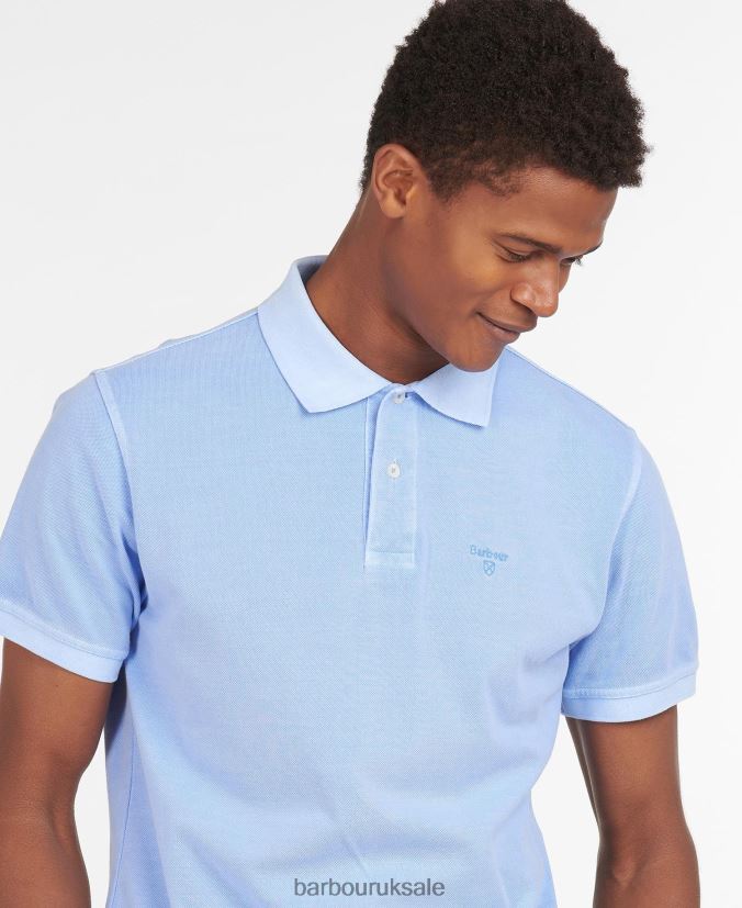 Washed Sports Polo Shirt Barbour Men R08LB6595 Clothing Sky