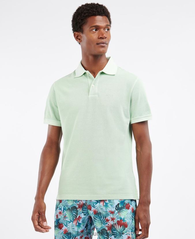 Washed Sports Polo Shirt Barbour Men R08LB6629 Clothing Dusty Mint