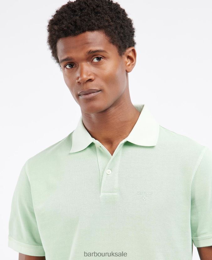 Washed Sports Polo Shirt Barbour Men R08LB6629 Clothing Dusty Mint