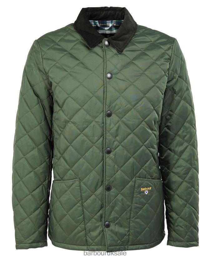 Crested Herron Quilted Jacket Barbour Men R08LB6118 Clothing Military Brown/Summer Ivy