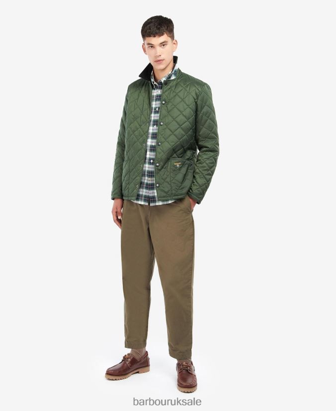 Crested Herron Quilted Jacket Barbour Men R08LB6118 Clothing Military Brown/Summer Ivy