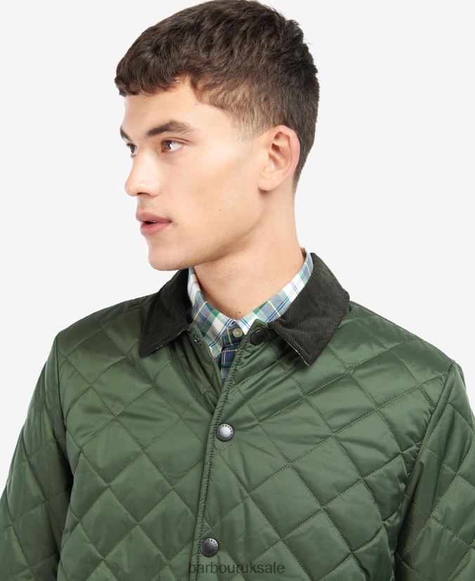 Crested Herron Quilted Jacket Barbour Men R08LB6118 Clothing Military Brown/Summer Ivy