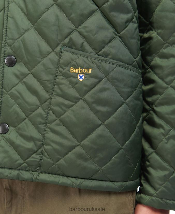 Crested Herron Quilted Jacket Barbour Men R08LB6118 Clothing Military Brown/Summer Ivy
