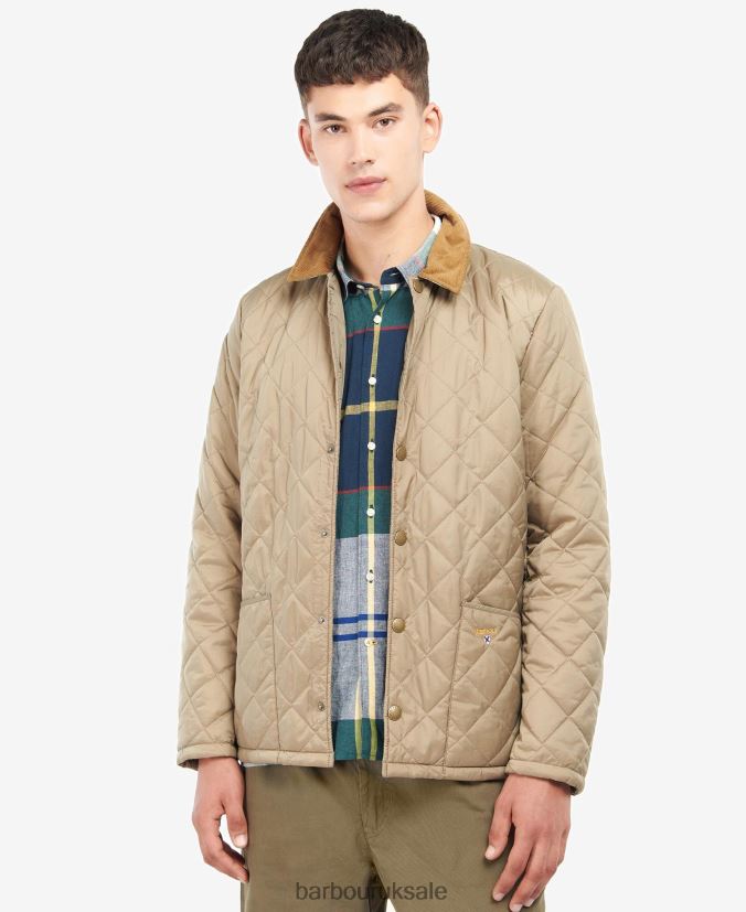 Crested Herron Quilted Jacket Barbour Men R08LB6158 Clothing Military Brown/Summer Ivy