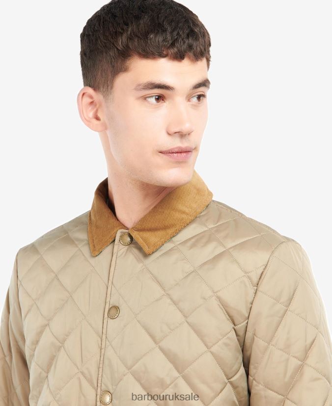 Crested Herron Quilted Jacket Barbour Men R08LB6158 Clothing Military Brown/Summer Ivy
