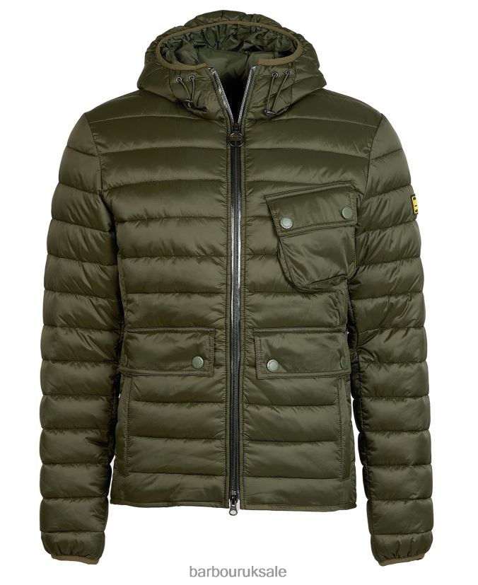 Racer Ouston Hooded Quilted Jacket Barbour Men R08LB6115 Clothing Sage