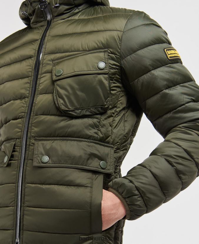 Racer Ouston Hooded Quilted Jacket Barbour Men R08LB6115 Clothing Sage
