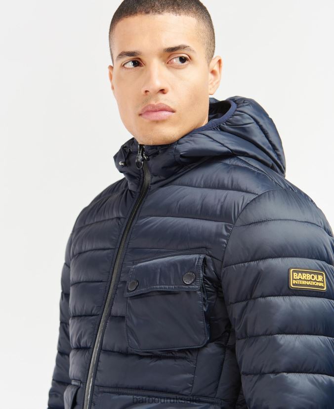 Racer Ouston Hooded Quilted Jacket Barbour Men R08LB6123 Clothing Sage