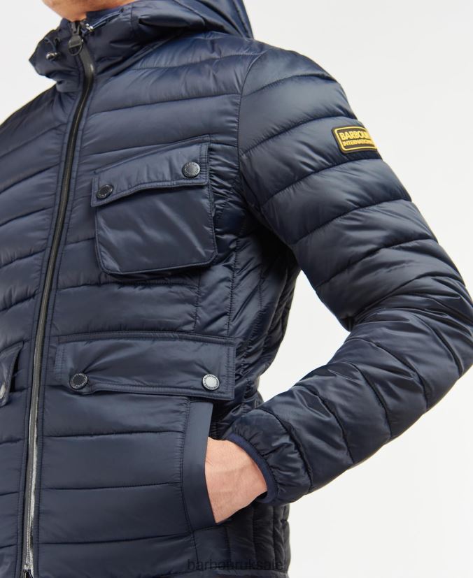 Racer Ouston Hooded Quilted Jacket Barbour Men R08LB6123 Clothing Sage