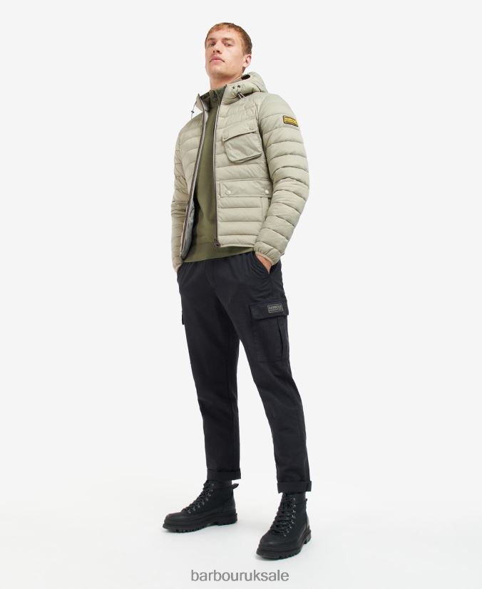 Racer Ouston Hooded Quilted Jacket Barbour Men R08LB6147 Clothing Black