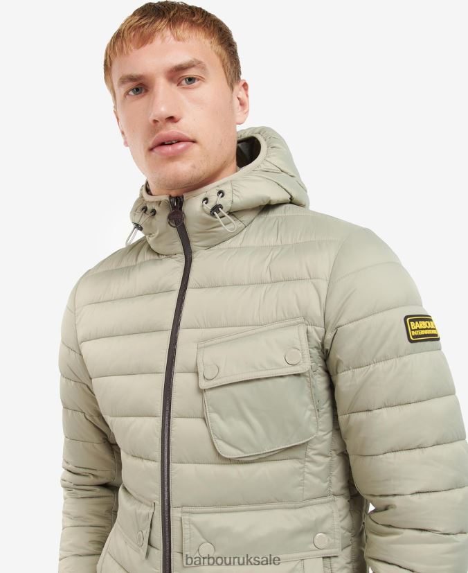 Racer Ouston Hooded Quilted Jacket Barbour Men R08LB6147 Clothing Black