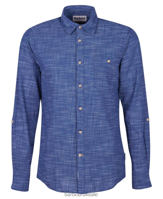 Aldavik Tailored Shirt Barbour Men R08LB6434 Clothing Classic Navy