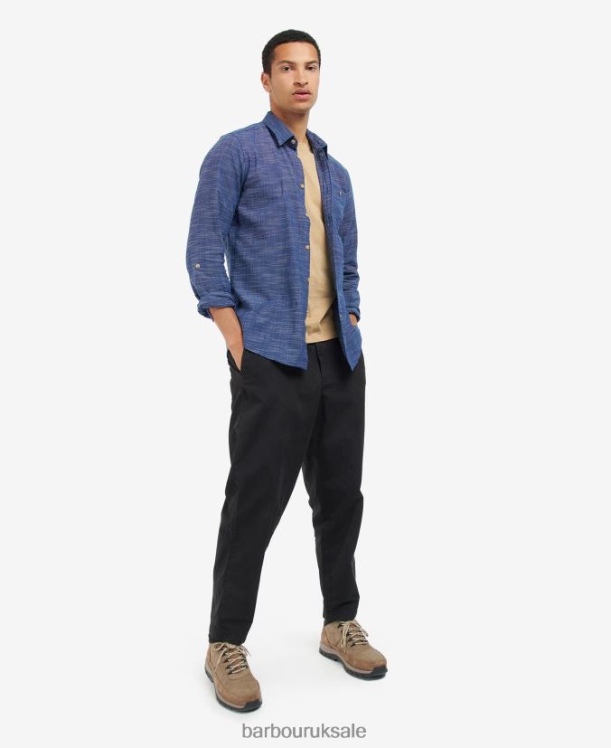 Aldavik Tailored Shirt Barbour Men R08LB6434 Clothing Classic Navy
