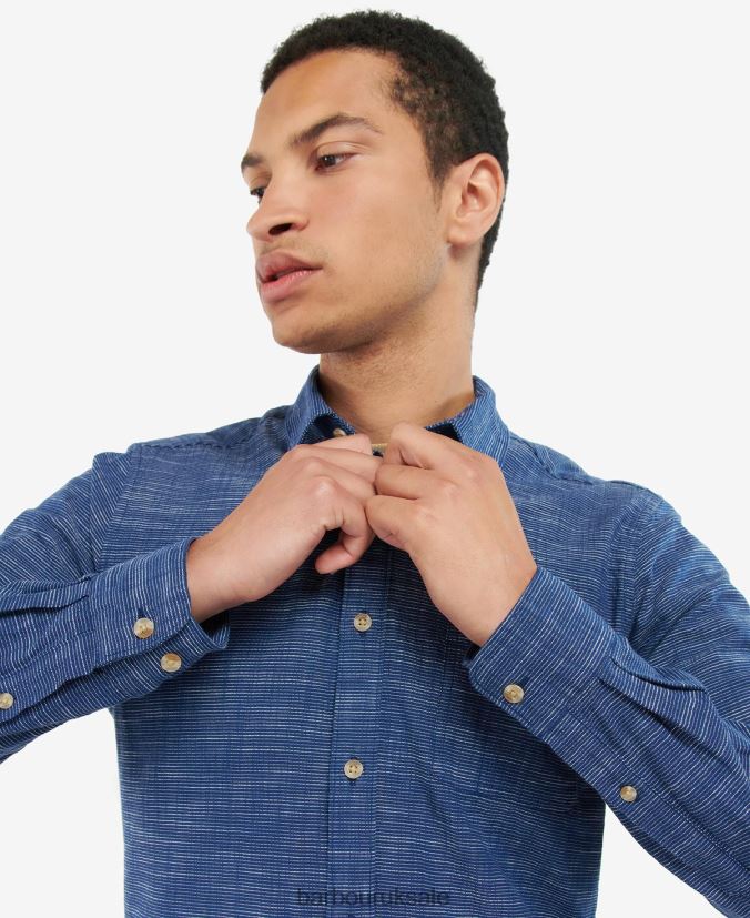 Aldavik Tailored Shirt Barbour Men R08LB6434 Clothing Classic Navy