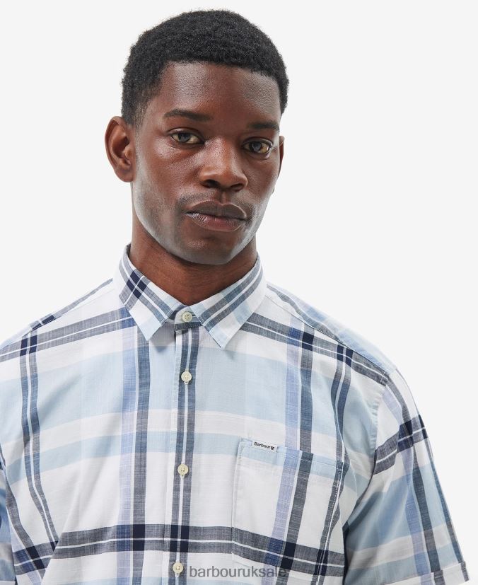 Birdforth Summer Shirt Barbour Men R08LB6385 Clothing Blue Chalk