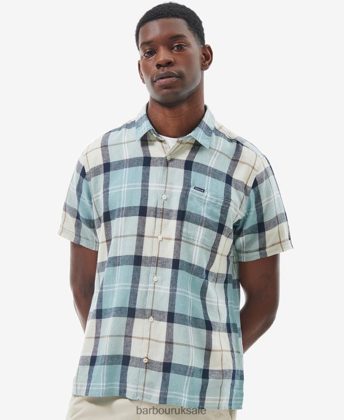 Croft Short Sleeve Summer Shirt Barbour Men R08LB6289 Clothing Blue Chalk Tartan