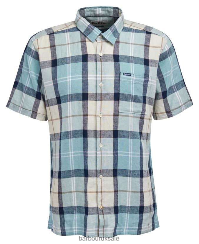 Croft Short Sleeve Summer Shirt Barbour Men R08LB6289 Clothing Blue Chalk Tartan