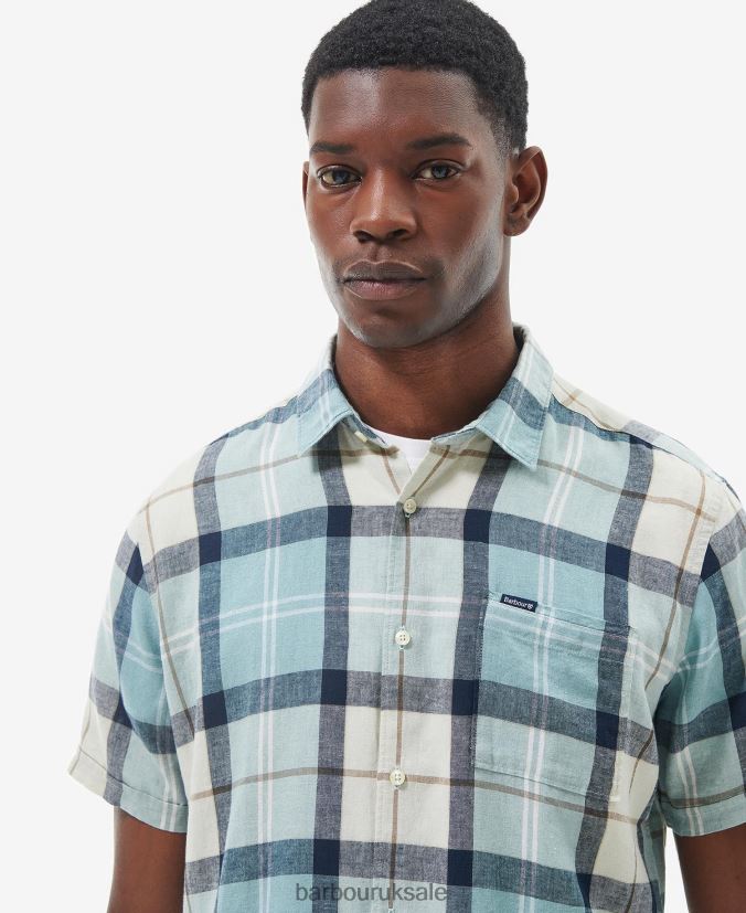 Croft Short Sleeve Summer Shirt Barbour Men R08LB6289 Clothing Blue Chalk Tartan