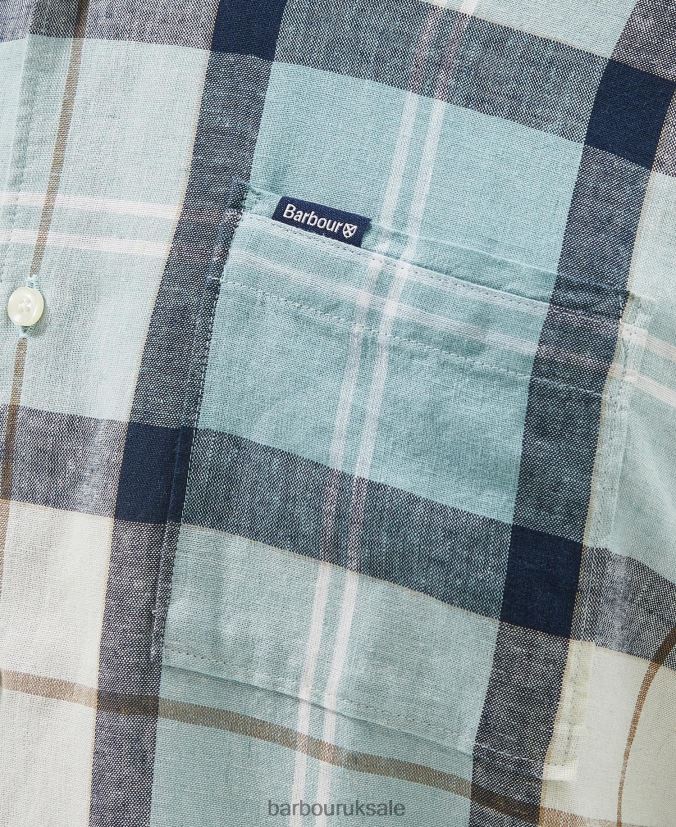 Croft Short Sleeve Summer Shirt Barbour Men R08LB6289 Clothing Blue Chalk Tartan