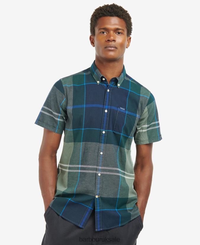 Douglas Short Sleeve Tailored Shirt Barbour Men R08LB6283 Clothing Kielder Blue Tartan