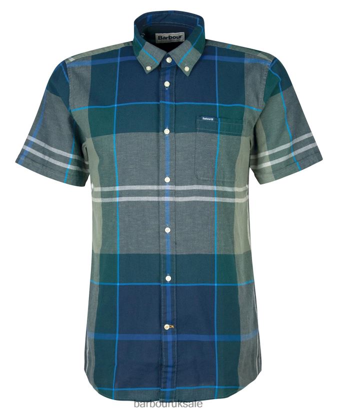 Douglas Short Sleeve Tailored Shirt Barbour Men R08LB6283 Clothing Kielder Blue Tartan