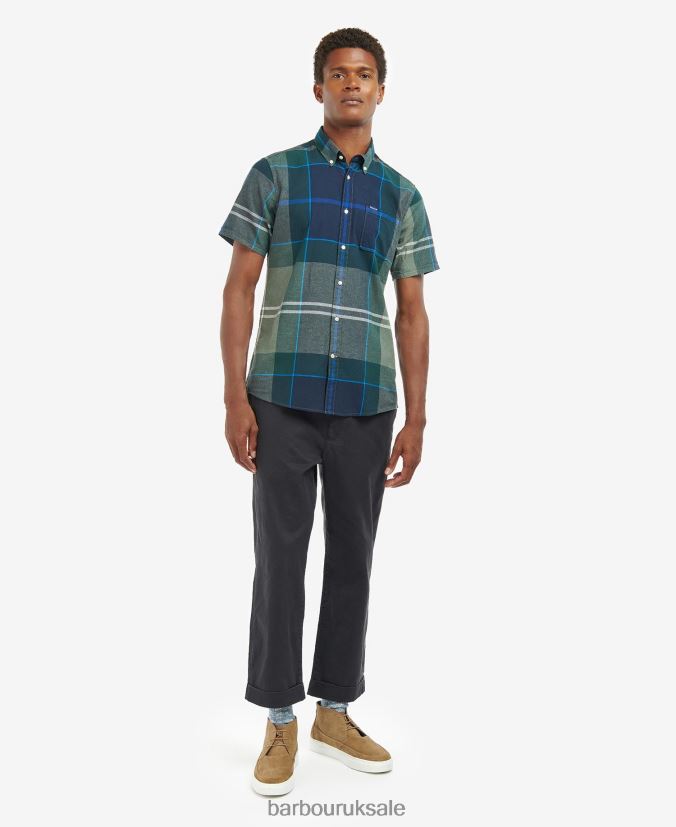 Douglas Short Sleeve Tailored Shirt Barbour Men R08LB6283 Clothing Kielder Blue Tartan