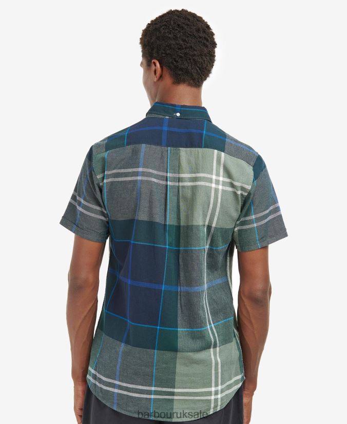Douglas Short Sleeve Tailored Shirt Barbour Men R08LB6283 Clothing Kielder Blue Tartan