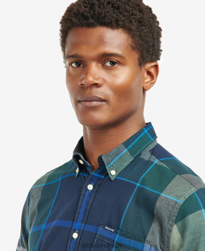 Douglas Short Sleeve Tailored Shirt Barbour Men R08LB6283 Clothing Kielder Blue Tartan