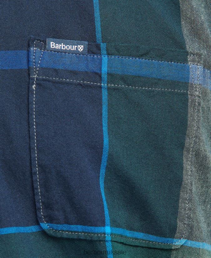 Douglas Short Sleeve Tailored Shirt Barbour Men R08LB6283 Clothing Kielder Blue Tartan
