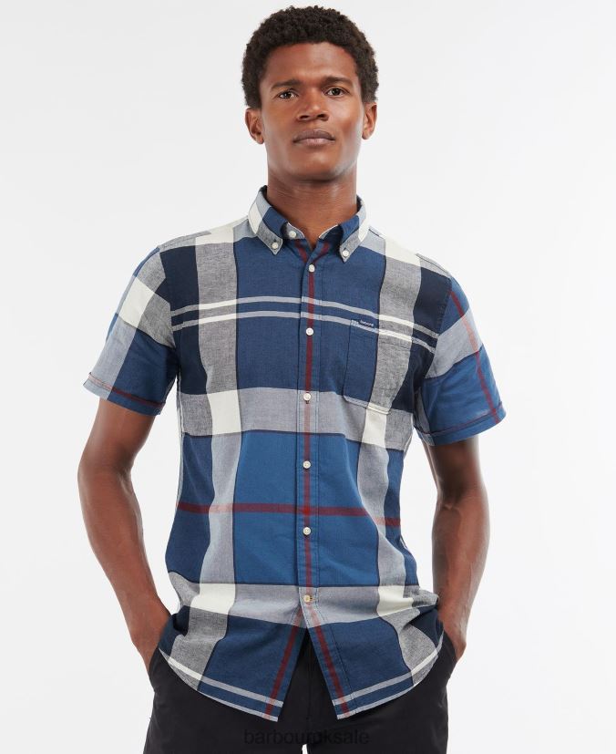 Douglas Short Sleeve Tailored Shirt Barbour Men R08LB6354 Clothing Summer Navy