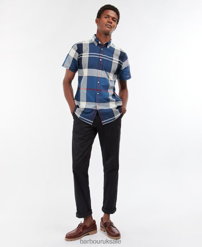 Douglas Short Sleeve Tailored Shirt Barbour Men R08LB6354 Clothing Summer Navy