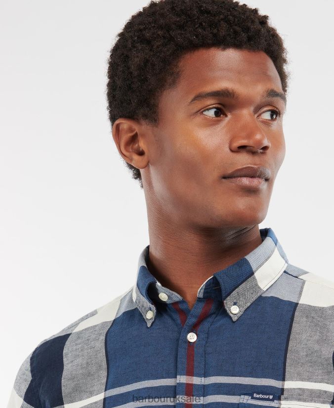 Douglas Short Sleeve Tailored Shirt Barbour Men R08LB6354 Clothing Summer Navy
