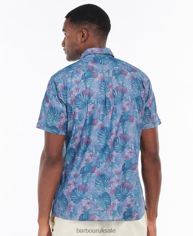 Dunford Short Sleeve Summer Shirt Barbour Men R08LB6330 Clothing Chambray Blue